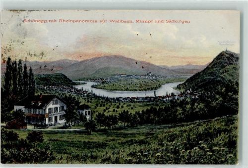 Mumpf 1906 Bad Schönegg Blick auf Wallbach und Säckingen