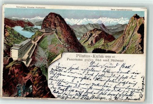 Pilatus 1902 Schweizer Künstler-Postkarten Serie Vierwaldstättersee