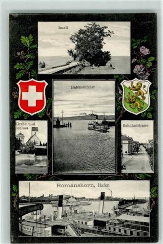 8590 Romanshorn - Hafen Dampfer Kirche Schloss Bahnhofstrasse Hafeneinfahrt Inseli Wappen