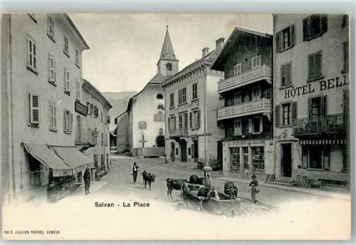 Salvan La Place Hotel Brunnen Kühe