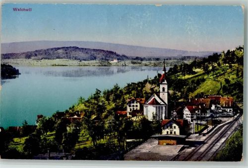 Walchwil 1915 Teilansicht , Bahnhof