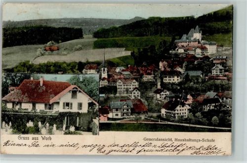 Worb 1905 Haushaltungsschule und vue generale