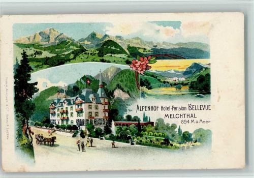 Melchtal 1905 Gruss aus - Alpenhof Pension Bellevue AK