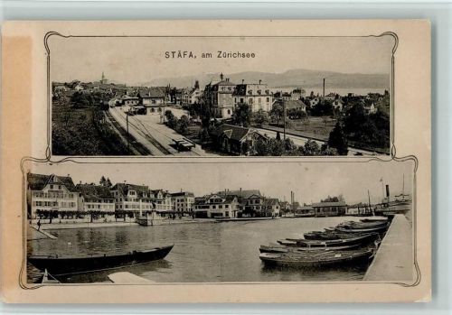 Stäfa 1912 Bahnhof, Hafenpartie AK