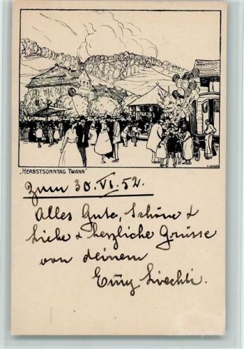 Twann 1952 Herbstsonntag, Jahrmarkt, Luftballons - Verlag Kümmerly & Frey