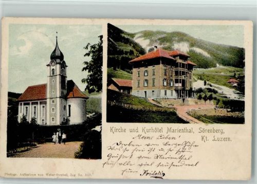 Sörenberg 1905 Kirche Kurhotel Marienthal