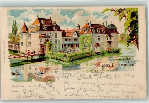 4103 Bottmingen 1903 Lithographie Schloss
