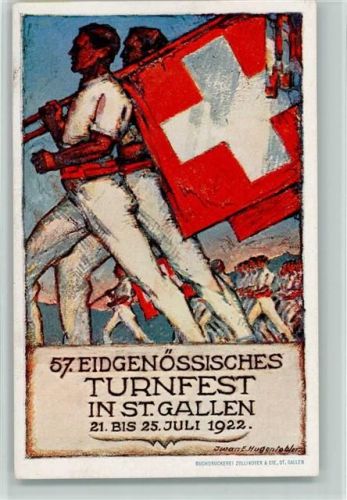 St. Gallen 57 Eidgenössisches Turnfest 1922 Karte No 2 sign, Hugentobler