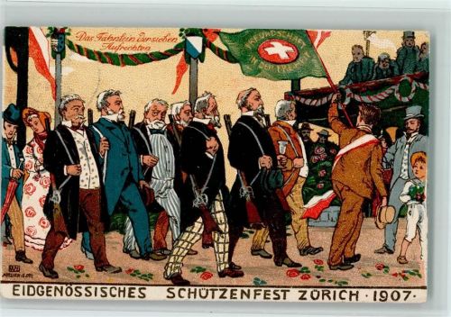 Zürich Schützenumzug klassischer Sonderstempel Fahne