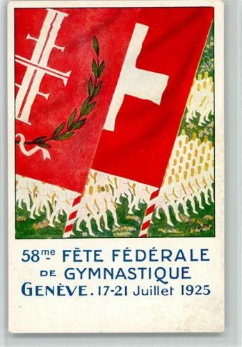 Genève Fete Federale Gymnastik Fahnen Turner 1925