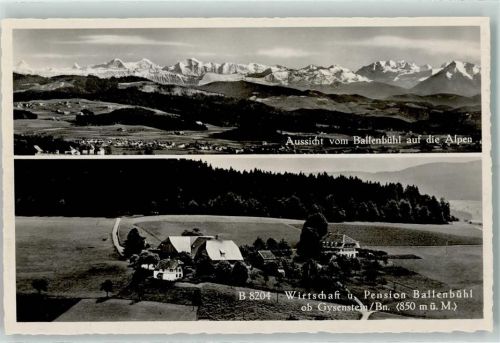 Gysenstein Aussicht vom Ballenbühl auf die Alpen Wirtschaft Pension Ballenbühl