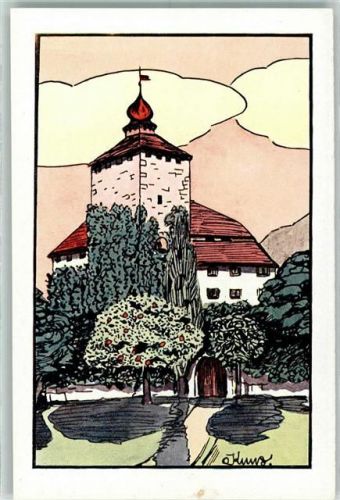 9470 Werdenberg Künstlerkarte Alt-Werdenberg sig Kunz