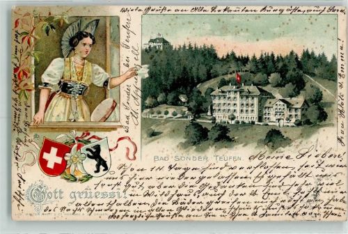 Teufen AR 1905 Bad Sonder Tracht Abschied Wappen