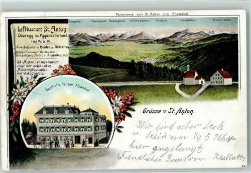 St Anton Oberegg 1905 Gasthof Pension Alpenhof Panorama Rheintal