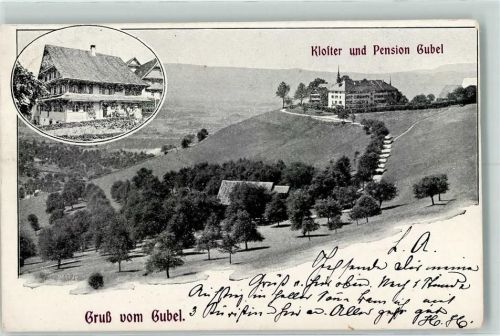 Menzingen 1904 Kloster Pension Gubel Ort lt. Stempel Hüttenstempel