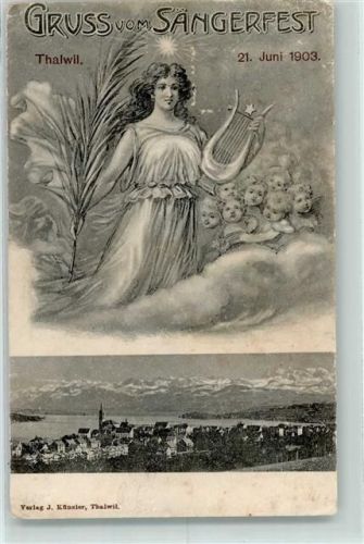Thalwil 1903 Sängerfest Harfe Engel
