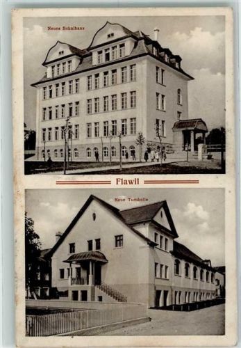 9230 Flawil 1914 Gebrauchsspuren Neues Schulhaus Neue Turnhalle