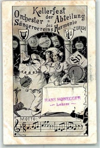 Zürich 1902 Kellerfest der Orchester-Abteilung des Sängervereins Harmonie
