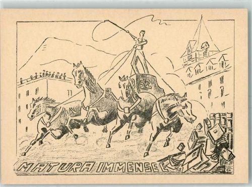 6405 Immensee 1952 Lithographie Matura Vierspänner Bücher sign