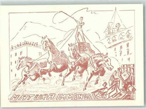 6405 Immensee 1952 Lithographie Matura Vierspänner Bücher sign