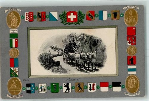 1911 Alpenpost Wappen Telldenkmal Winkelrieddenkmal St. Jakob-Denkmal Mationaldenkmal Geng Passepartout