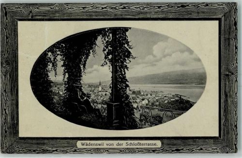 Wädenswil 1911 von der Schlossterrasse gesehen Passepartout