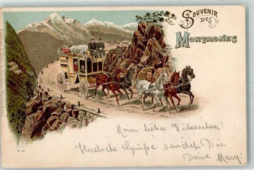 1897 Lithographie Gruss aus Montagnes AK