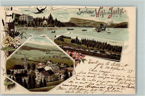 Vallée de Joux 1899 Le Sentier Le Brassus Lac de Joux Lithographie