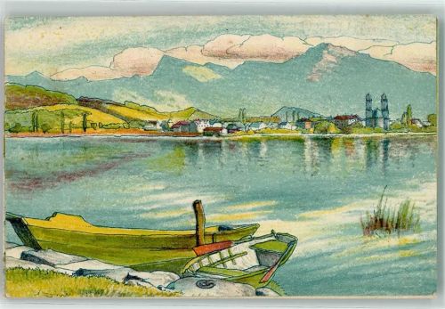 8640 Hurden Künstlerkarte Zürichsee sign. E. Stiefel