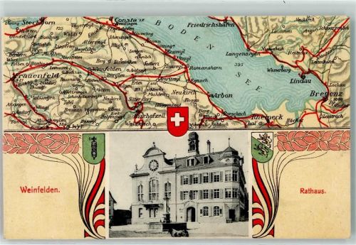 8570 Weinfelden - Rathaus Brunnen Hund Bodendee Wappen