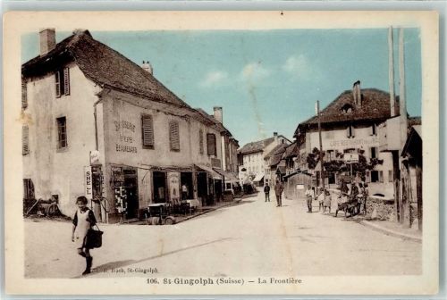 St-Gingolph La Frontiere Shell Tankstelle Fässer Mädchen Cafe Gasthaus Kinder Brasserie Biere