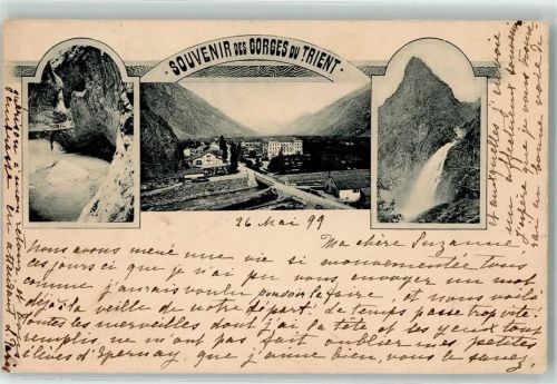 Trient 1899 Brücke Wasserfall Gorges