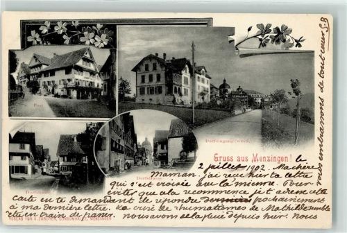 Menzingen 1902 Post Dorfeingang Dorfstraße Poststraße