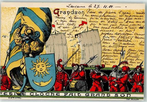Grandson 1901 Fahne Wappen Pauke Querflöte Soldaten Uniform