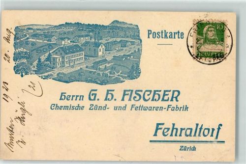 Fehraltorf Chemische Zündholz u. Fettwaren-Fabrik Herr G.H. Fischer