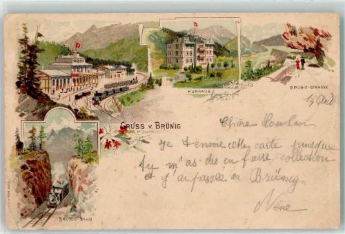 Brünig 1897 Kurhaus Bahnhof Eisenbahn