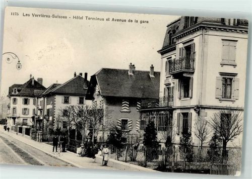 2126 Les Verrières 1910 Gebrauchsspuren Hotel Terminus et Avenue de la gare