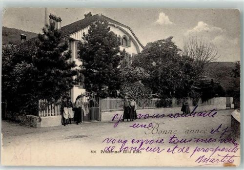 Cressier NE 1908 Pensionat Villa Rafa Neu Jahr Ort handschriftlich