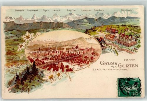 Köniz 1908 Gurten Hotel Gurten Bahn Gurten Kulm