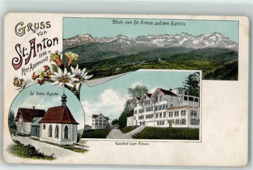 Oberegg Blick von St. Anton auf den Säntis Kapelle Gasthaus zum Rössli
