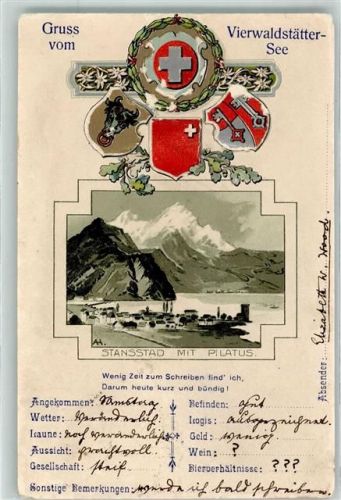 Stansstad 1904 Vierwaldstätter See Wappen mit Pilatus
