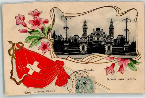 Zürich 1905 Tonhalle Fahne Scan verzogen