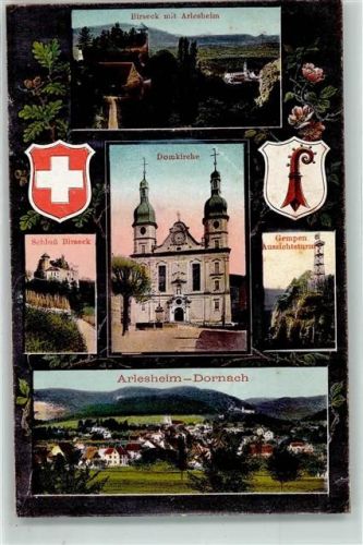 4144 Arlesheim - Birseck mit Arlesheim Domkirche Gempen Aussichtsturm Schloss Birseck Wappen