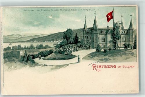 9403 Goldach 1901 Lithographie Gasthaus Restaurant Pension Schloss Rietberg