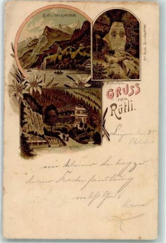 Rütli 1898 Rütlistein Uri Rothstock Carl Künzli Zürich Dep.No. 464