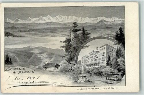 Magglingen 1903 Hotel Bellevue sign. August Küns