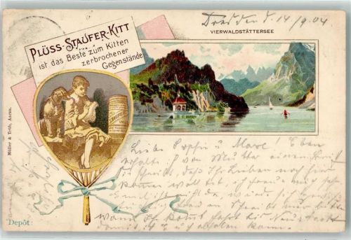 Sisikon 1904 Vierwaldstätter See Tellskapelle Plüss Staufer Kitt Reklame