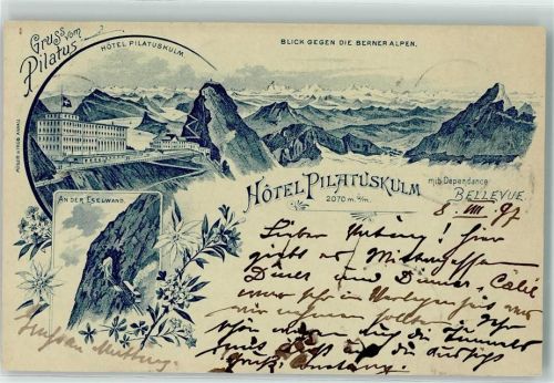 Kriens 1897 Hotel Pilatuskulm Bellevue an der Eselwand