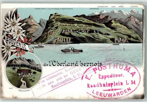 Sigriswil Engl. Kirche Wetterhorn Funiculaire du Lac de Thune et Baetenberg Seitenraddampfer Station Beatenbucht