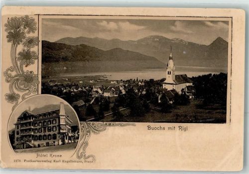 Buochs 1907 Hotel Krone mit Rigi